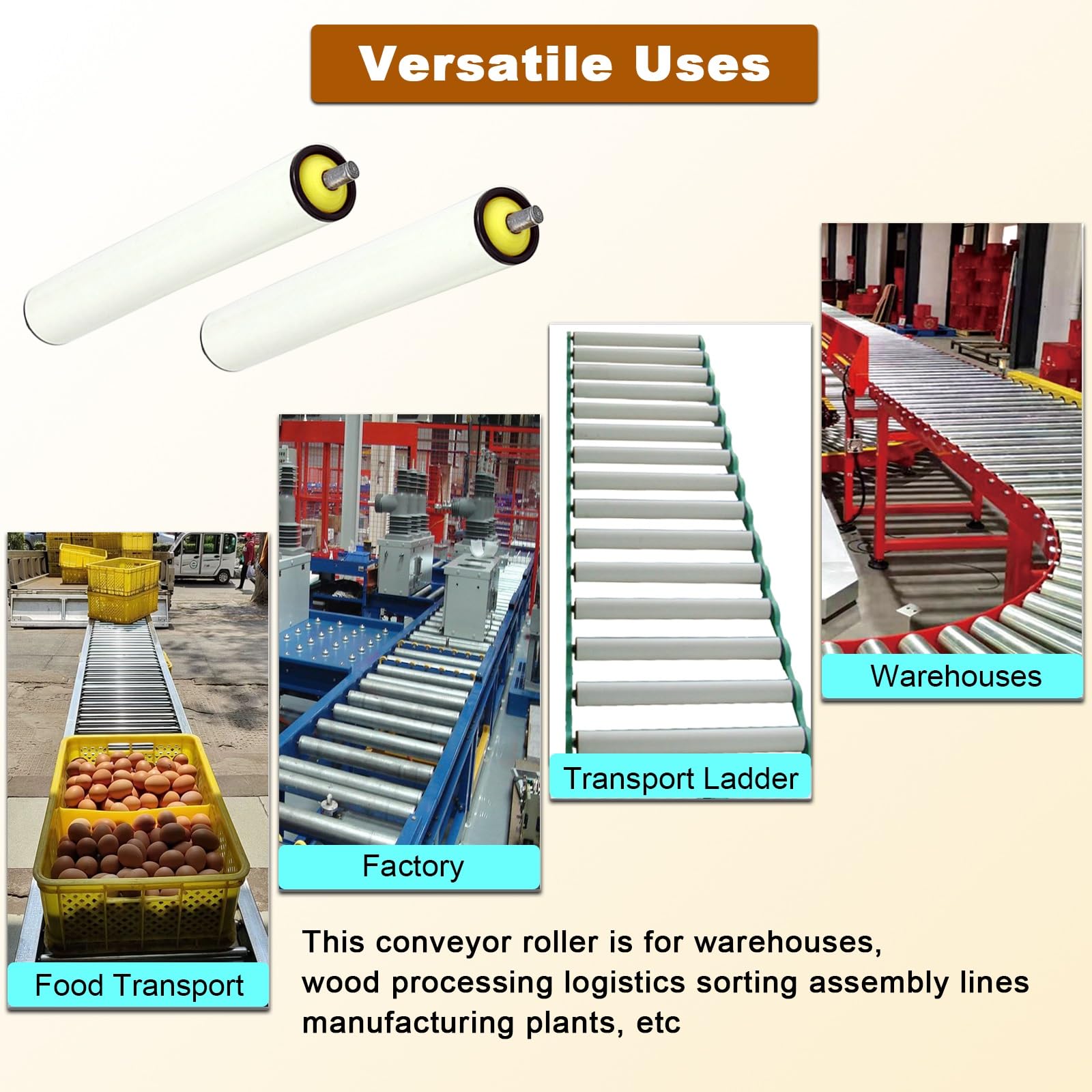 Lot de 5 rouleaux de convoyeur en PVC – Tailles de 10,2 cm à 81,3 cm, diamètre 4,1 cm, longueur 700 mm – Manipulation de matériaux lisses pour solutions de transport industriel