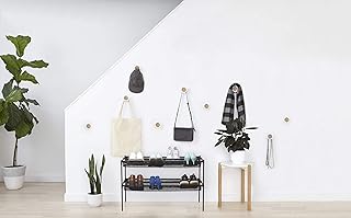 Umbra wieszak na buty, organizer na buty - dwupoziomowy stojak na buty z tekstylnymi zawiesiami, mieści do 16 par butów, czarny