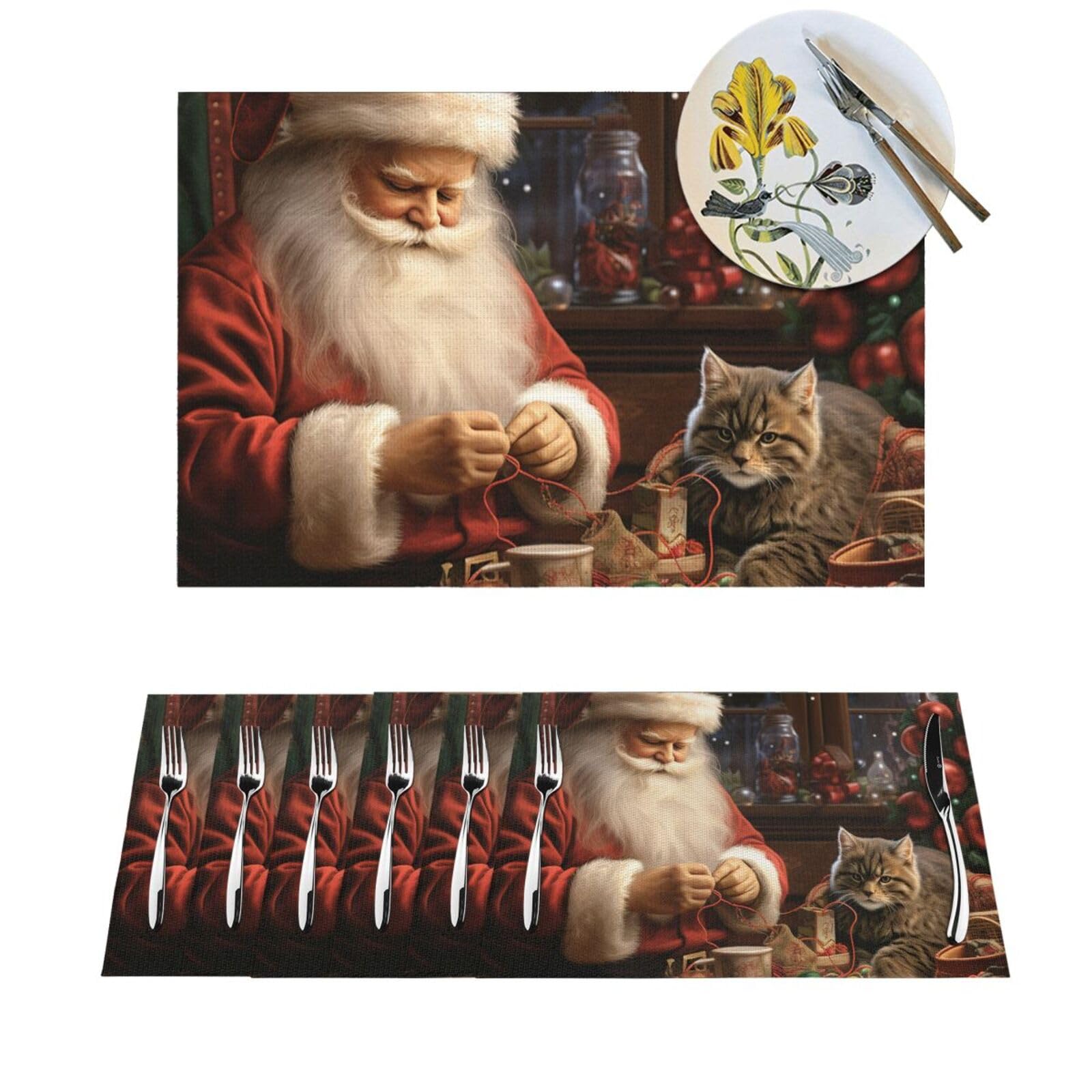 Sets de table antidérapants lavables contre taches repas de Noël