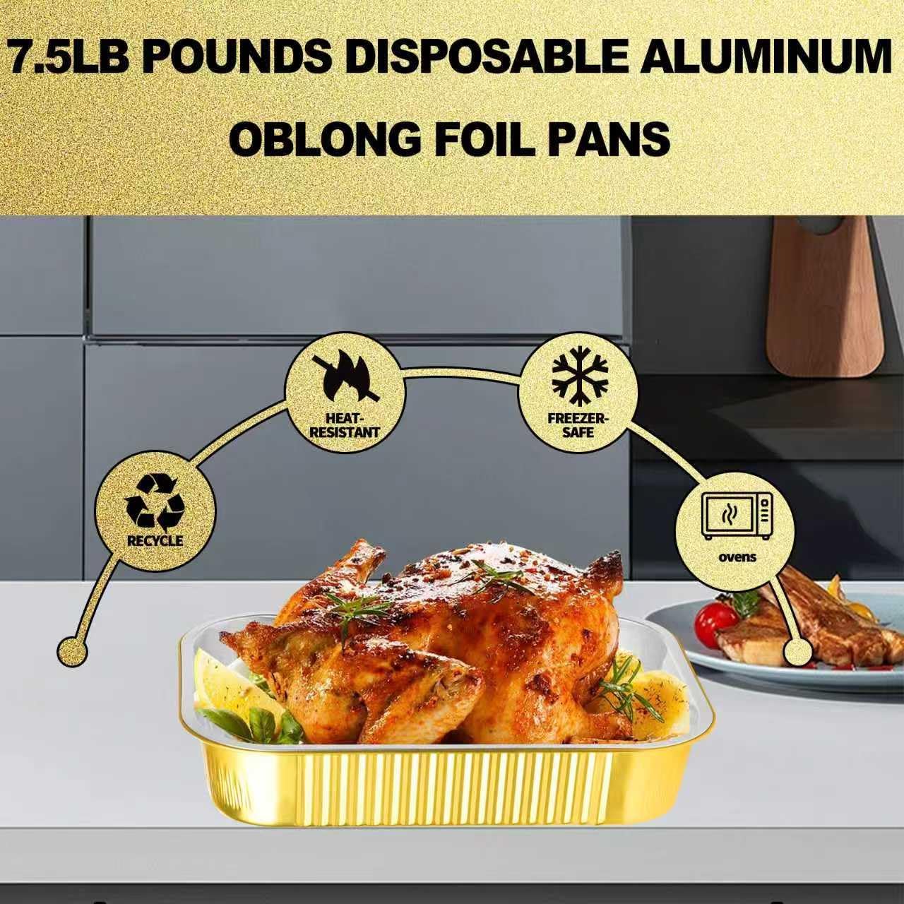 15 Pack 13"×9"×2.4" Gold Aluminum Foil Pans with Lids Heavy Duty, 9x13 Foil Food Containers with Lids, Disposable Tin Foil Pans for Baking, Meal Prep, Freezer, Heating and Takeout