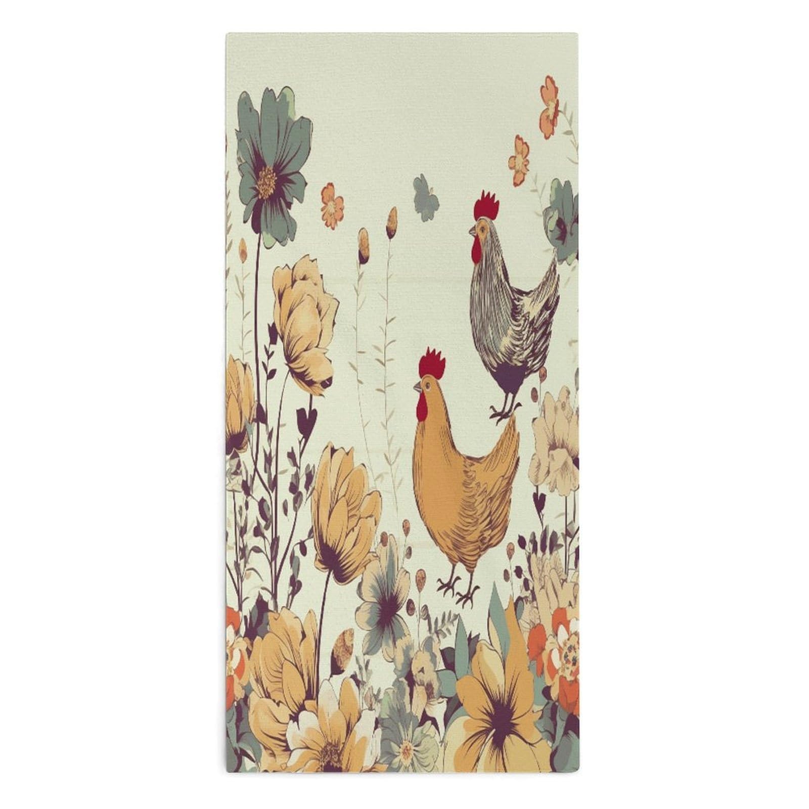 Btcowzrv Style Hen Flying Butterflies Among Flowers Bath Towel Beach Towels Shower Towel