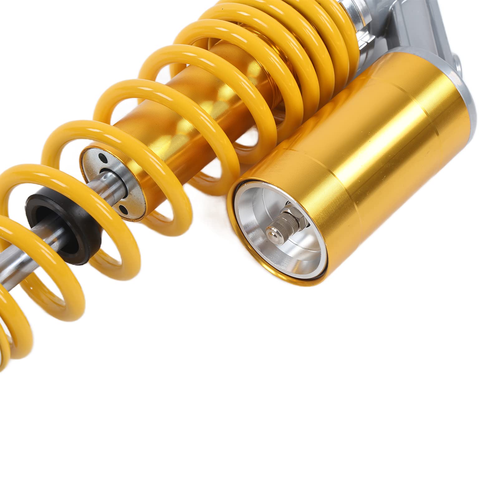 Aramox Amortyzator Motocyklowy, para Tylnego Zawieszenia z Aluminium i żelaza 340 Mm, Regulowany Amortyzator Sprężynowy z Narzędziem, Uniwersalny do Skutera ATV SUV Go Kart (YELLOW)