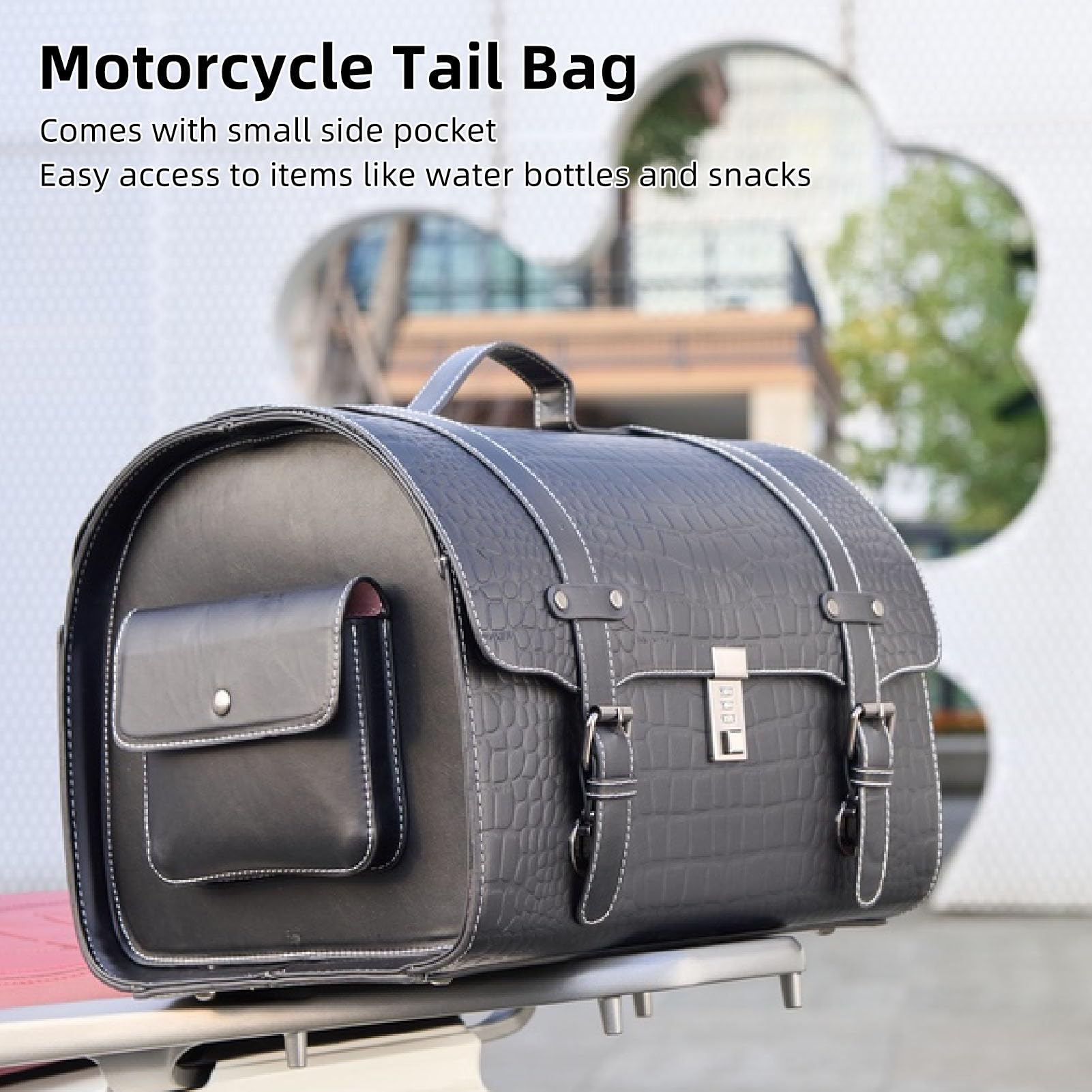 Motorrad-Hecktasche, 29,5 l große Motorrad-Gepäcktasche aus PU-Leder für Helme, Handschuhe, Werkzeuge, wasserdichter Gepäckträgerkoffer, universelle Motorrad-Reisegepäcktasche