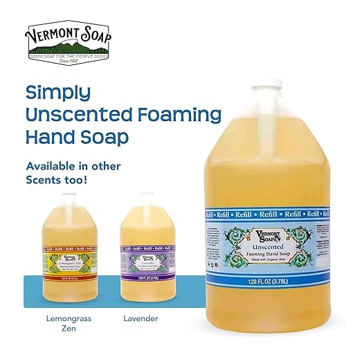 Miniatura 71 de VERMONT SOAP Jabón de manos espumoso de lavanda orgánica, jabón hidratante natural para piel seca, jabón líquido de manos de baño sin fragancia