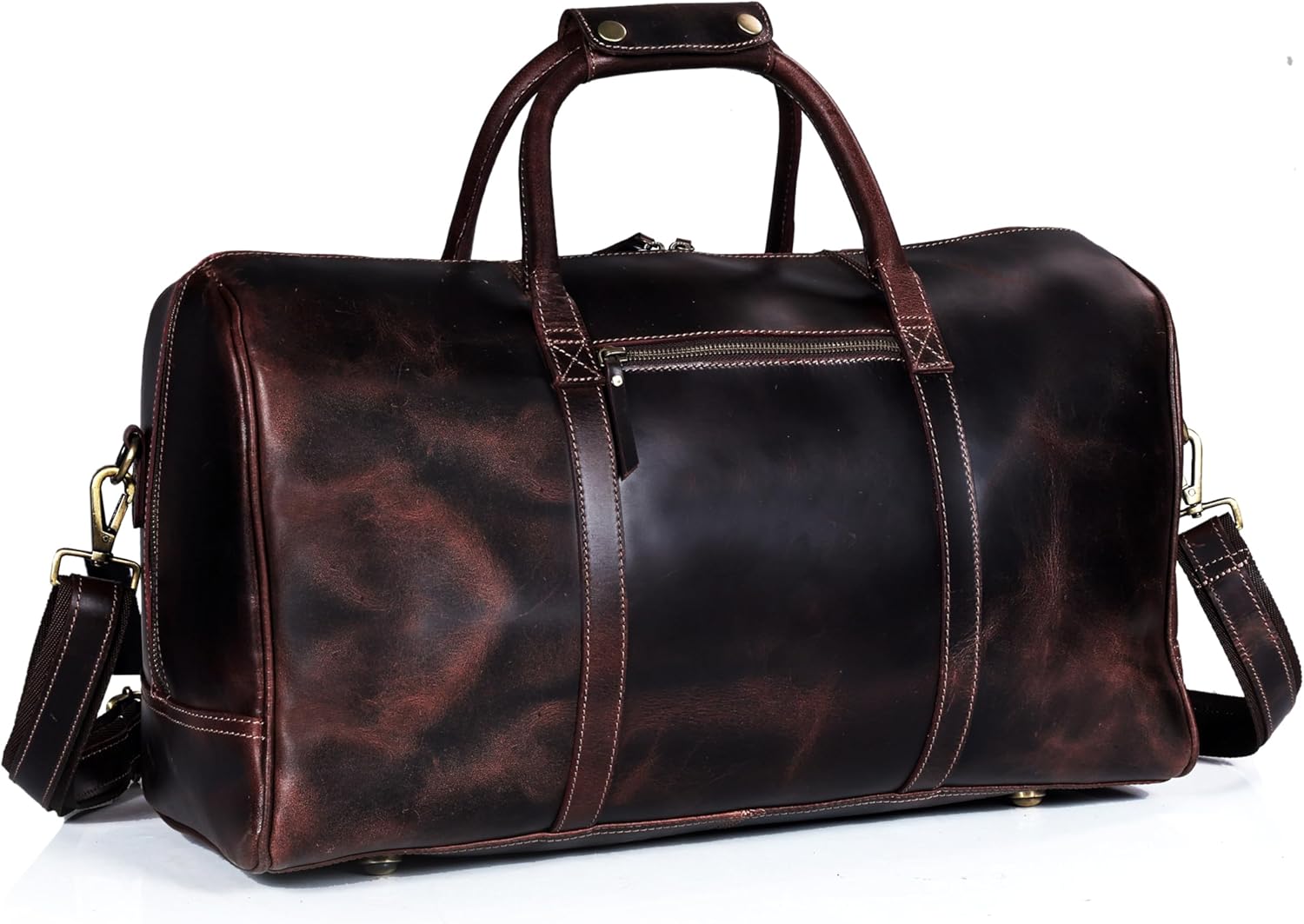 21 Inch Genuine Buffalo Leather Travel Duffle Bag | Overnight Weekend Leather Bag | Sports Gym Duffel for Men| Airplane Under Seat Carry on Bags (brown)