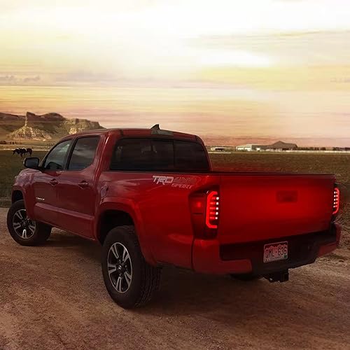 Miniatura 6 de Luces traseras LED mejoradas para Toyota Tacoma 2016-2021, montaje de luces traseras LED negras ahumadas con señal de freno/giro/lámpara de marcha