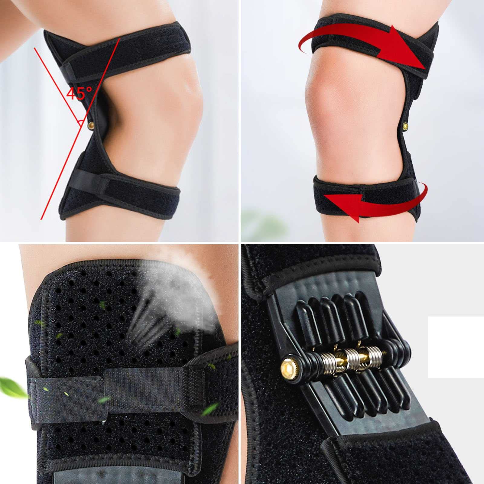 Knee Booster Brace, Power Knee Stabilizator Pads Regulowany otwarty podwójny pasek Patella Support dla mężczyzn/kobiet Słabe nogi, zapalenie stawów, dwukierunkowe paski