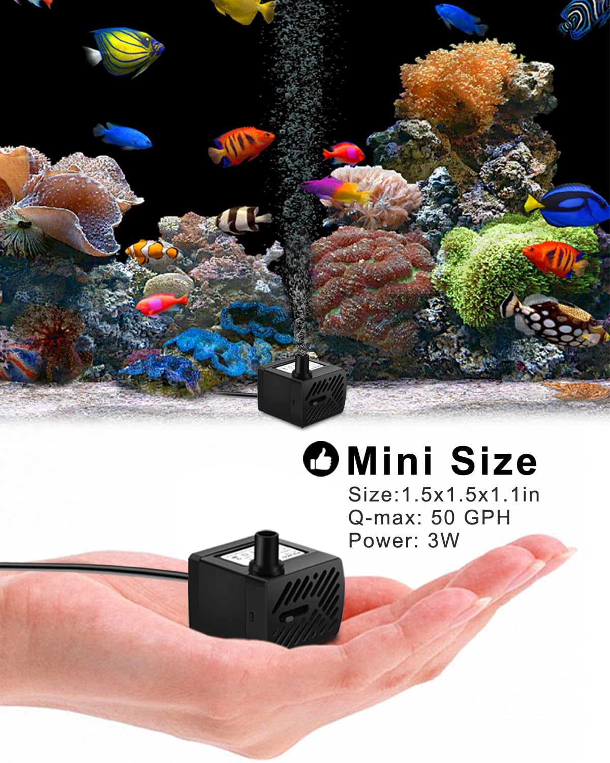 PULACO Mini Water Pump - Aquarium, Fish Tank, Fountain -4