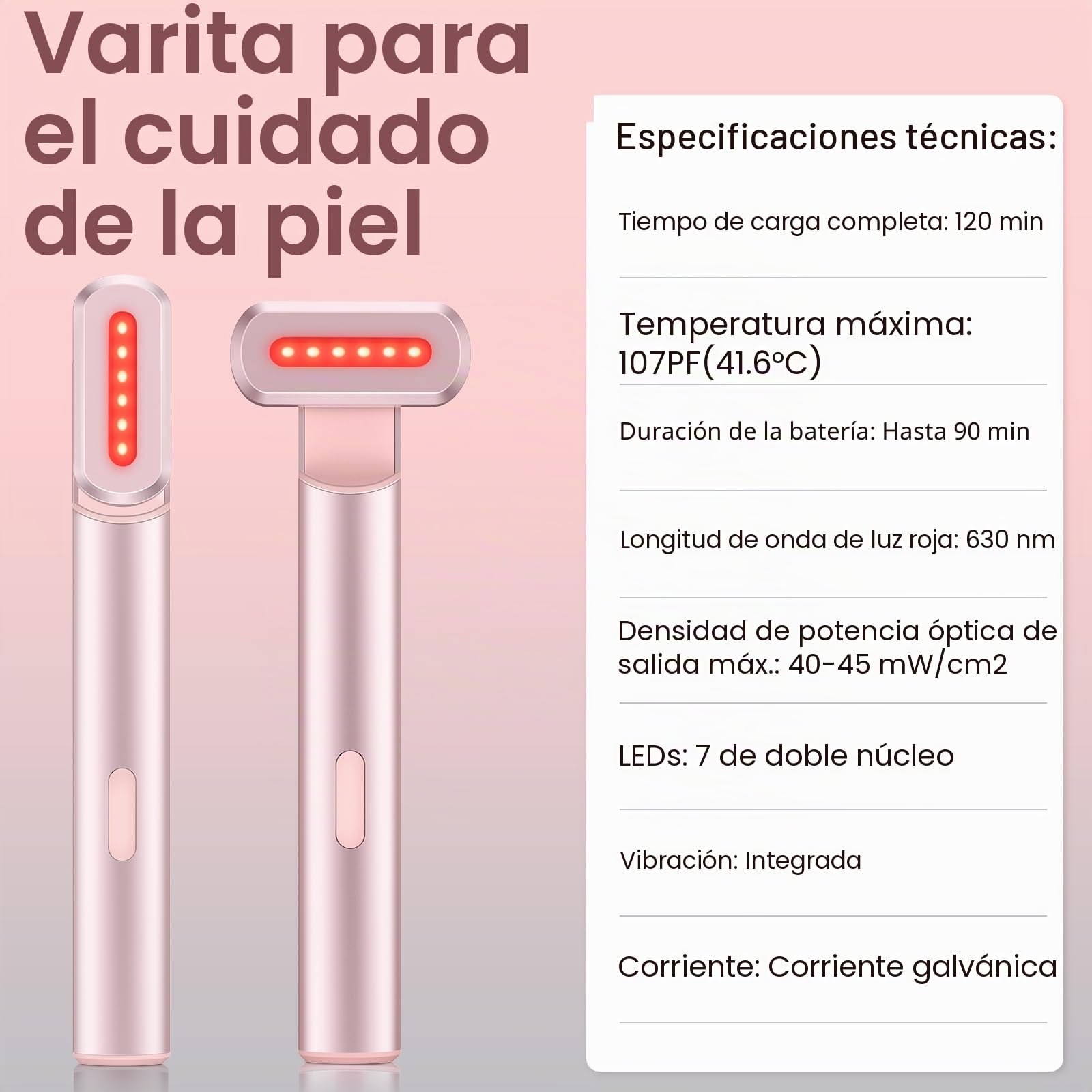 Varita de terapia de luz 4 en 1, terapia de luz roja para cara y cuello, dispositivo facial de microcorriente para antienvejecimiento, masajeador facial y ocular, cuidado de la piel