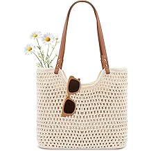 Bolso de playa de crochet, bolso tejido boho con forro a prueba de fugas para viajes de vacaciones de verano, bolso de hombro informal suave