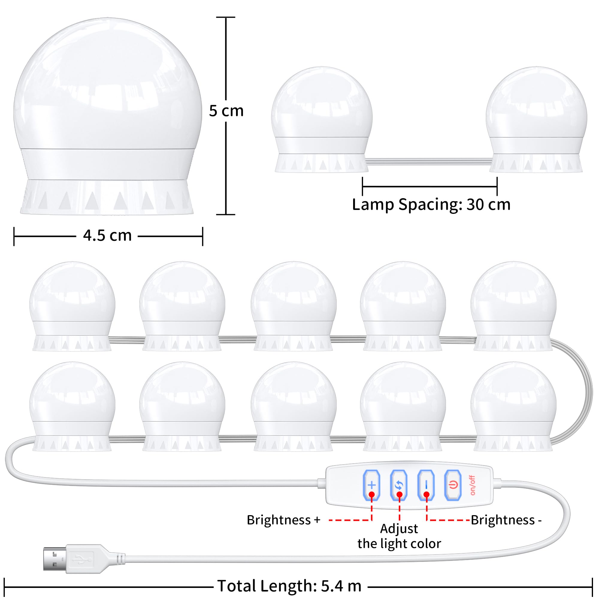 daphomeu Mirror Lights 10 Bulbs, Hollywood Mirror Light Kit, Vanity Lights Perfectly Hidden Cables - Image 2