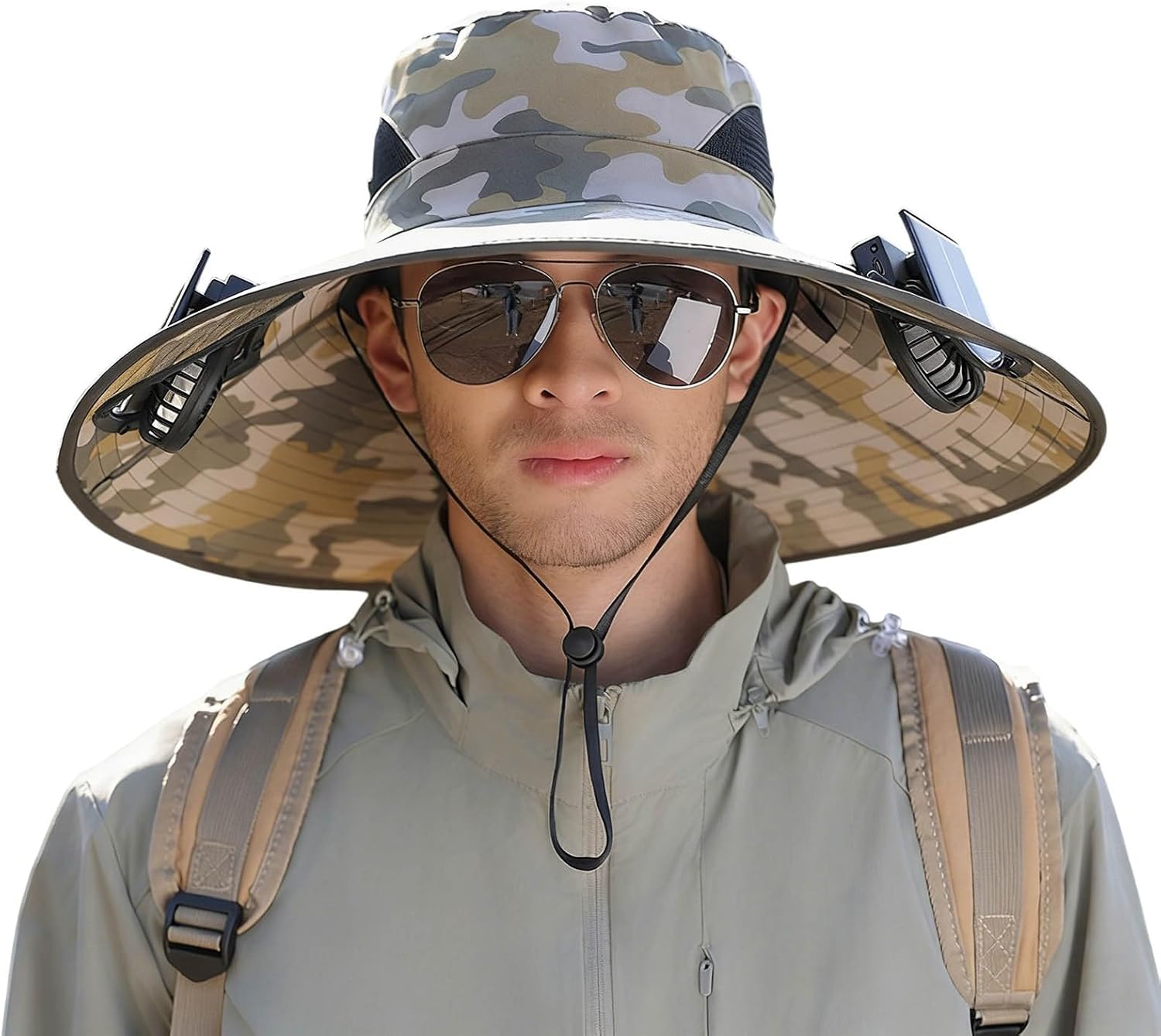 Mens Sun Hat Wide Brim UPF80+ Breathable Solar Power Bucket Hats for Men Fishing, Hiking, Camping Fan Hats for Men