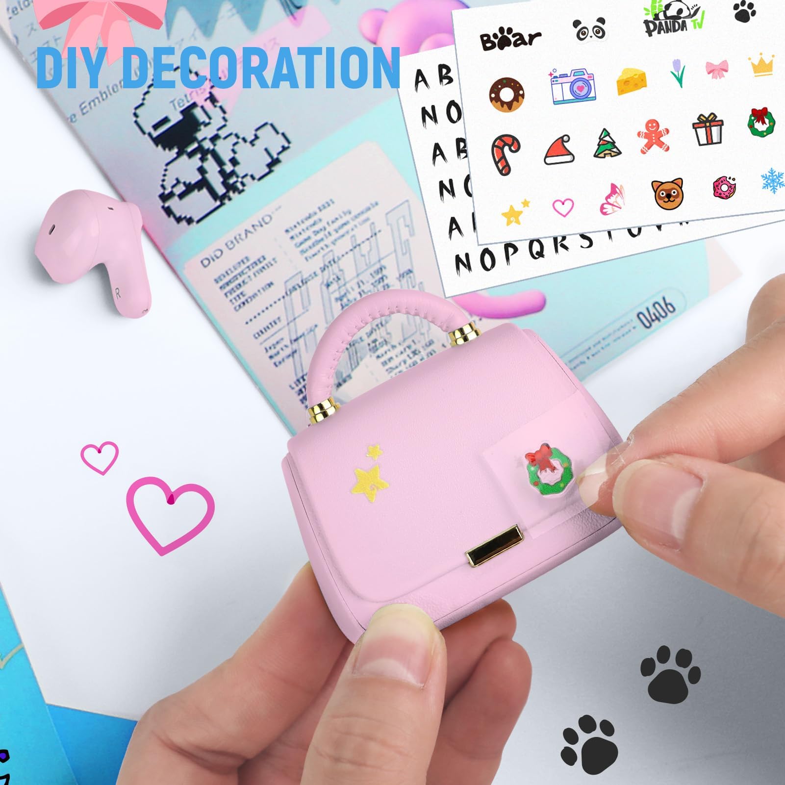 ANCwear Earbuds - Earbuds Bluetooth elegante custodia a mano (Rosa/Colore)