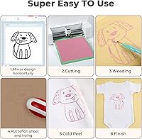 Vista 27 de HTVRONT - Rollos de vinilo termotransferible (HTV) blanco y negro, 12 pulgadas x 15 pies de vinilo de planchado para Cricut & Cameo, para camisas