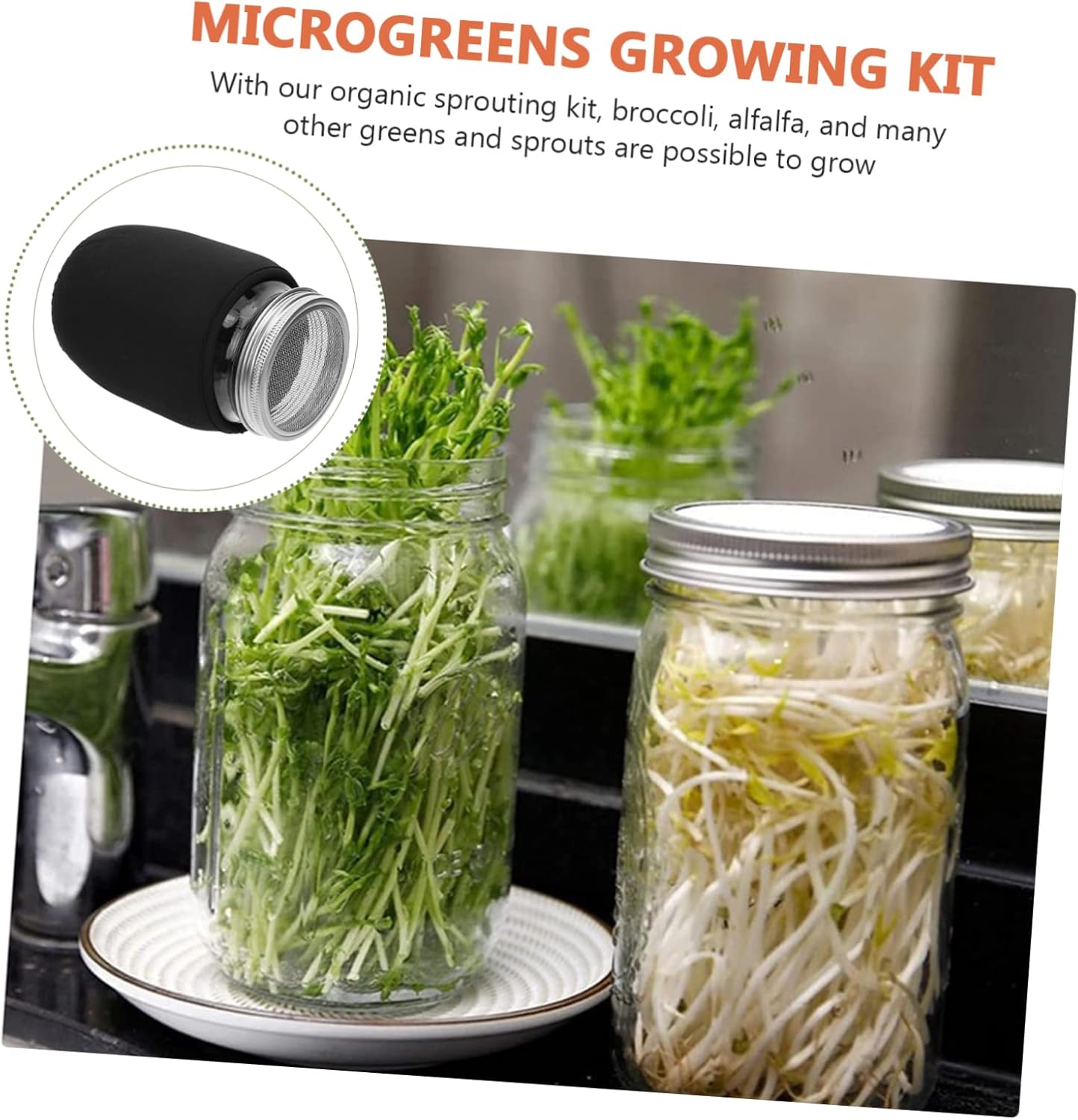 1Set Sprouting Kit with Blackout Sleeves Indoor Sprouting Jar Microgreens Includes Wide Mouth Mason Jars Mesh Lids and Blackout Sleeves for Optimal Growth