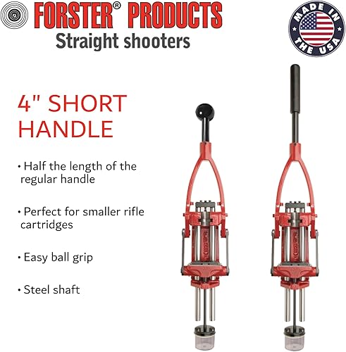 Miniatura 2 de Forster Products Mango corto de prensa de una sola etapa Co-Ax, proporciona un apalancamiento perfecto para cartuchos de rifle pequeños, mango largo