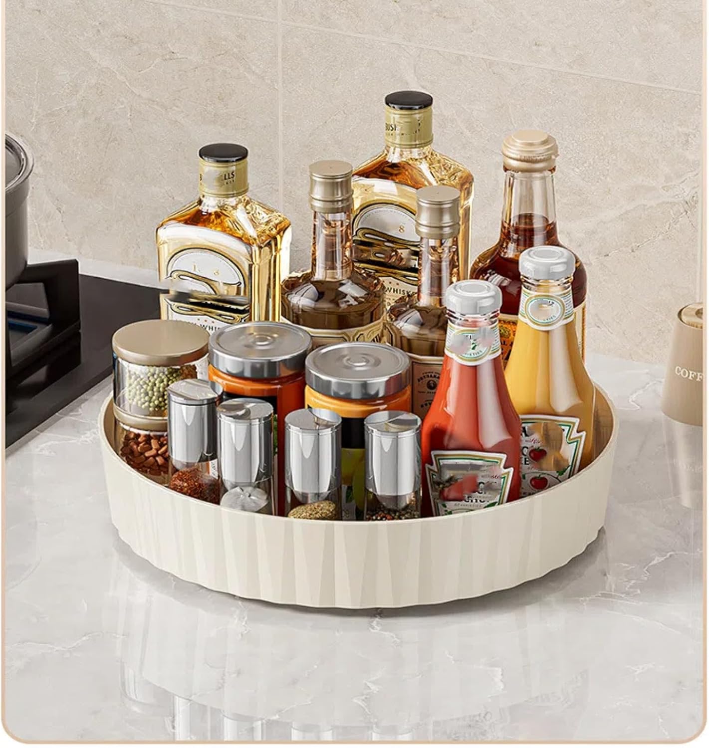 Amazon.com: DZHOUCLID Rotating Spice Rack Multi-Functional Storage Box ...
