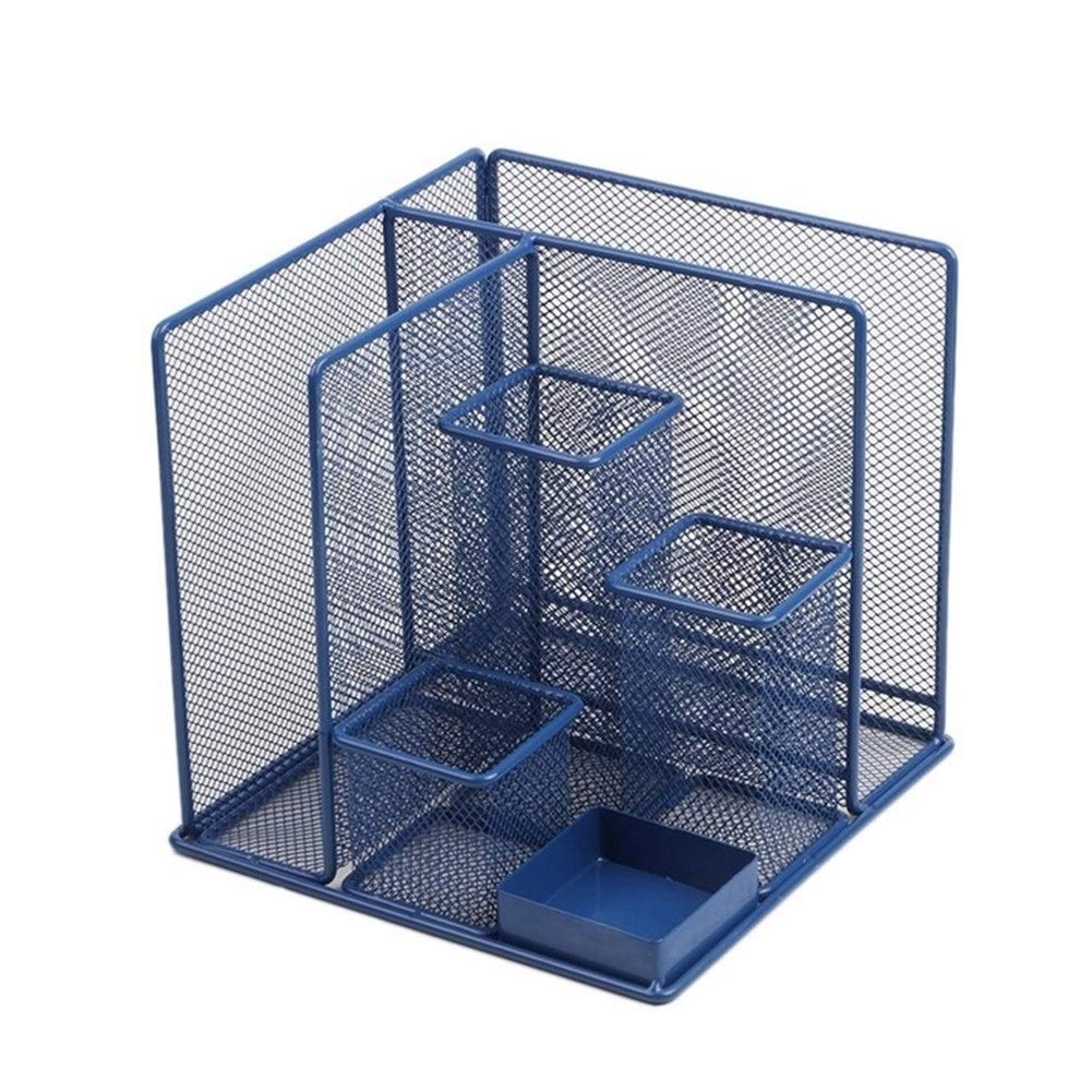 Desktop Papetery Storage Box Papiernicze pojemnik pudełko szkolne stojaki do przechowywania niebieski magazyn wielofunkcyjny biurko organizator siatki uchwyt pióra (Color : Blue)