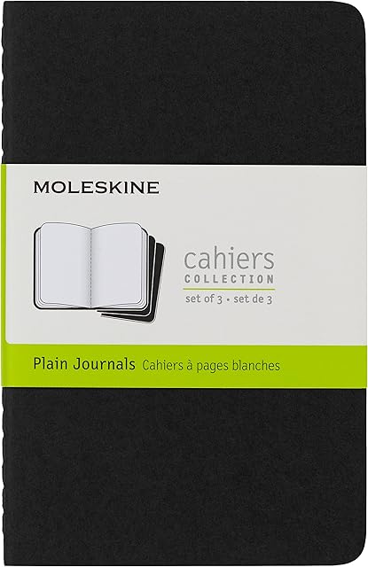 Moleskine S04916 Cahier Notebook- Set of 3- Plain- Pocket- Black, (QP313)