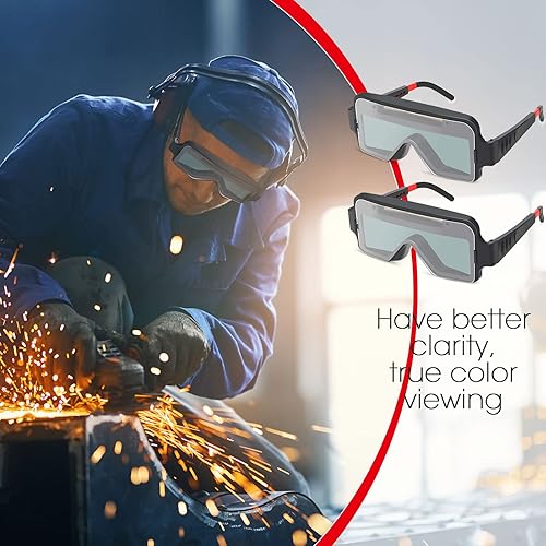 Miniatura 4 de Leumoi 2 gafas de soldadura de oscurecimiento automático, gafas de soldadura alimentadas por energía solar, 2 sensores, de seguridad, atenuación