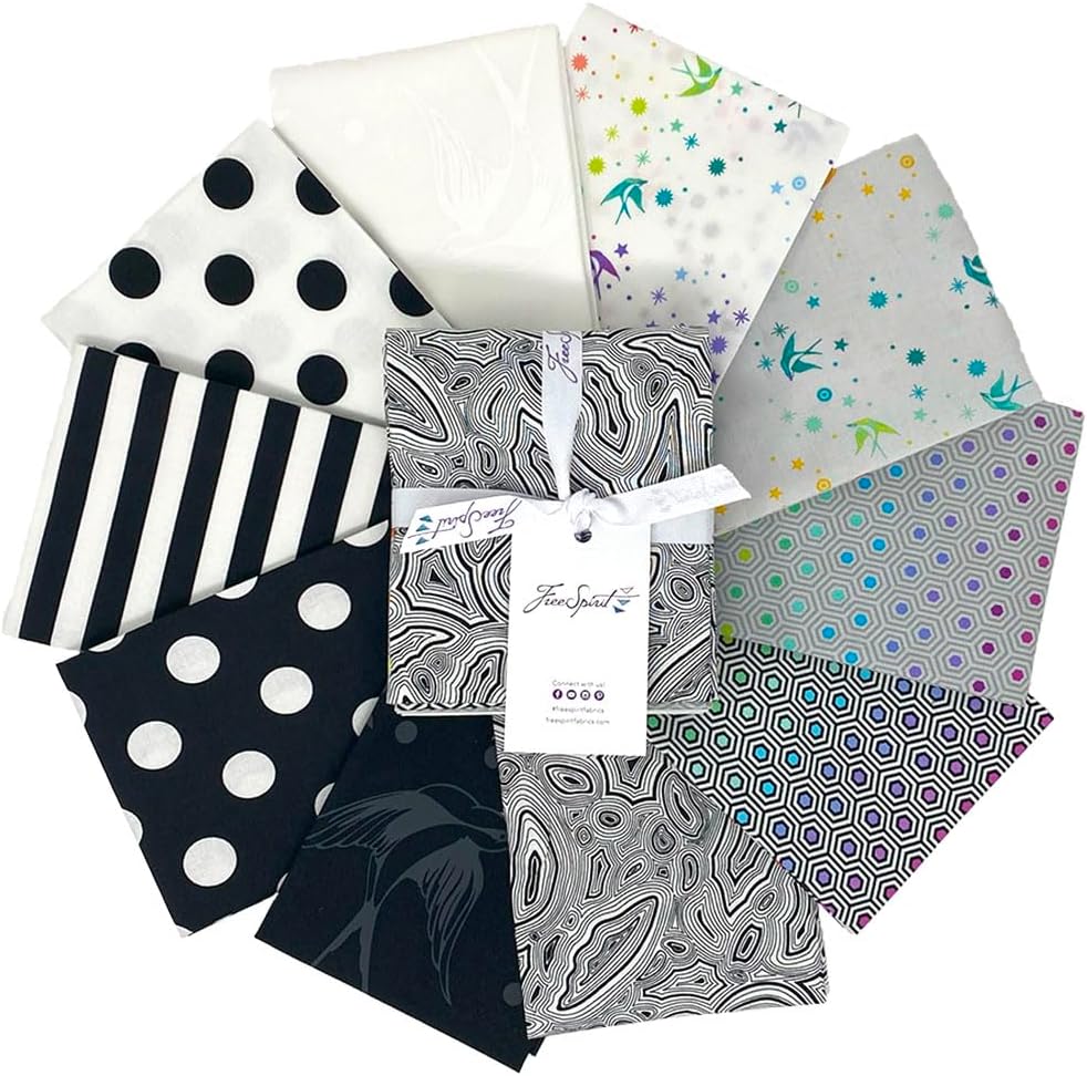 Tula Pink Saturday Stash True Colors Graphite 10 Fat Quarters FreeSpirit Fabrics