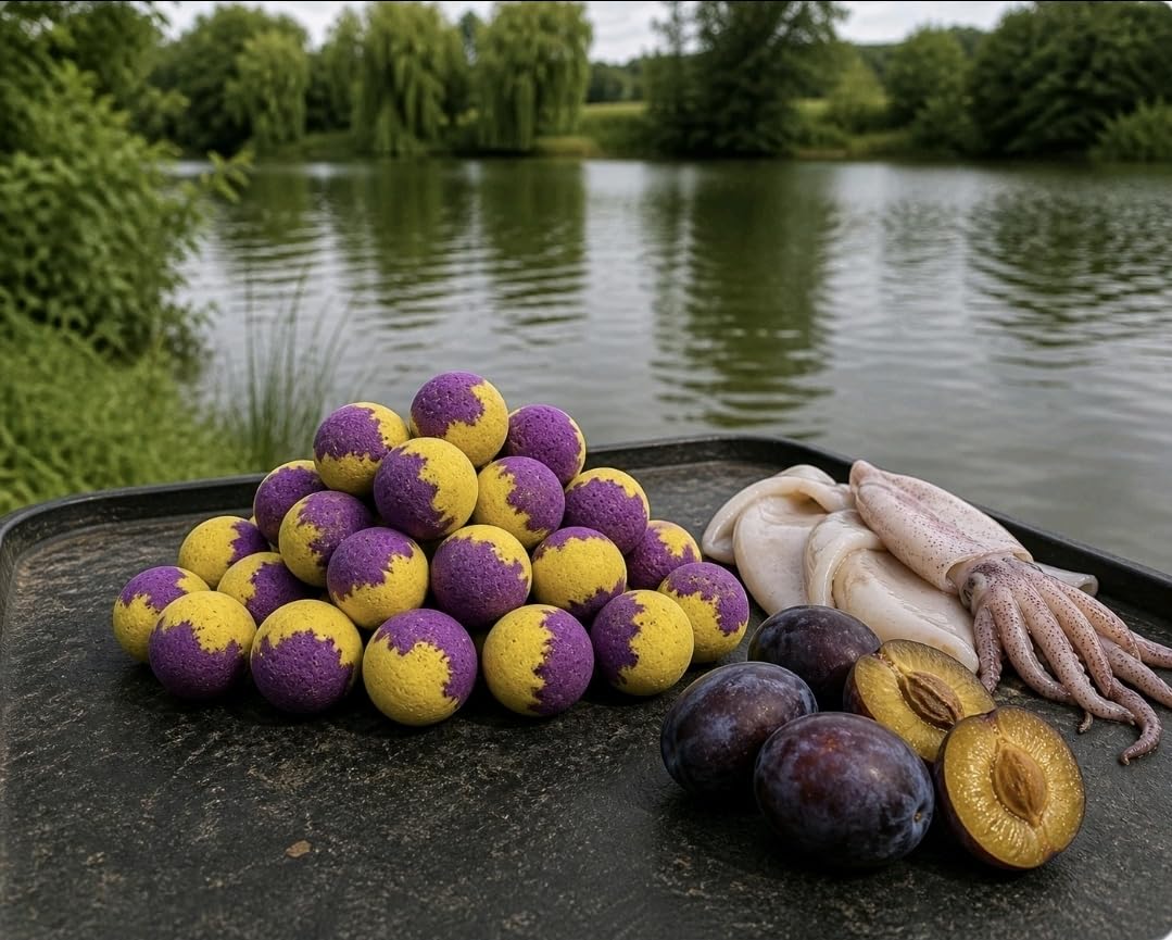 SQUID/PLUM 15MM POP UP BOILIES CARP FISHING BAIT