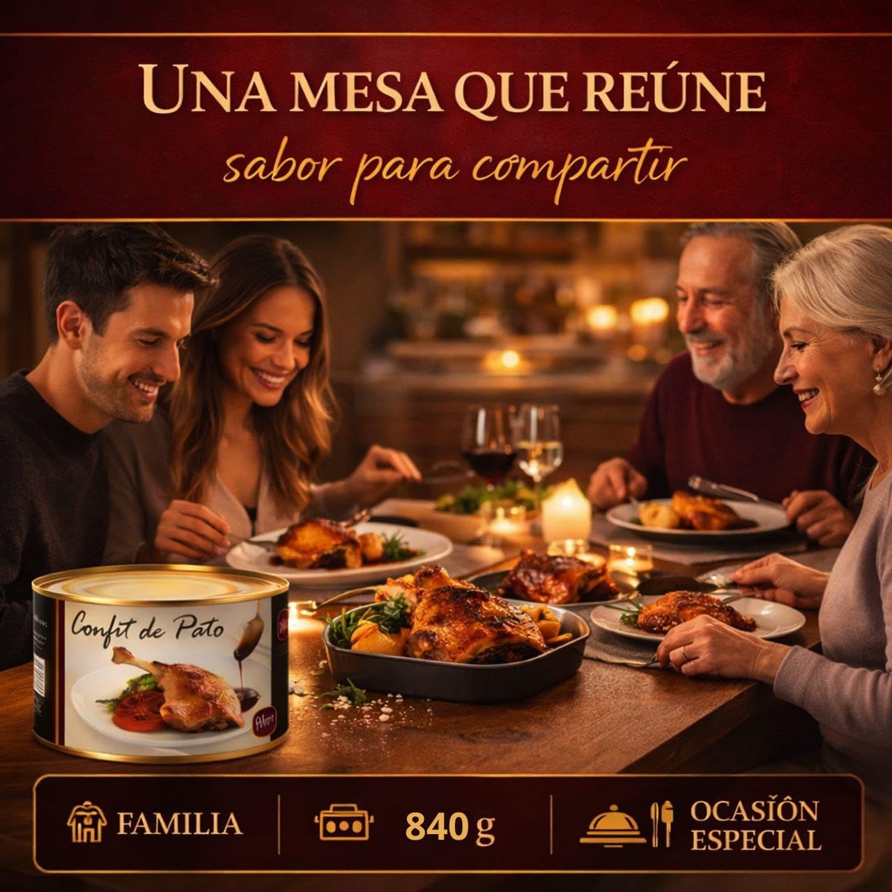 POLGRI Confit de Pato Muslos Confitados 840 g 2 Unidades Receta Manchega Premium