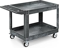 YITAHOME 550 lbs Heavy Duty 2-Shelf Utility Cart on Wheels, 45x25in Plastic Rolling Service Cart for Warehouse Garage Office Gray