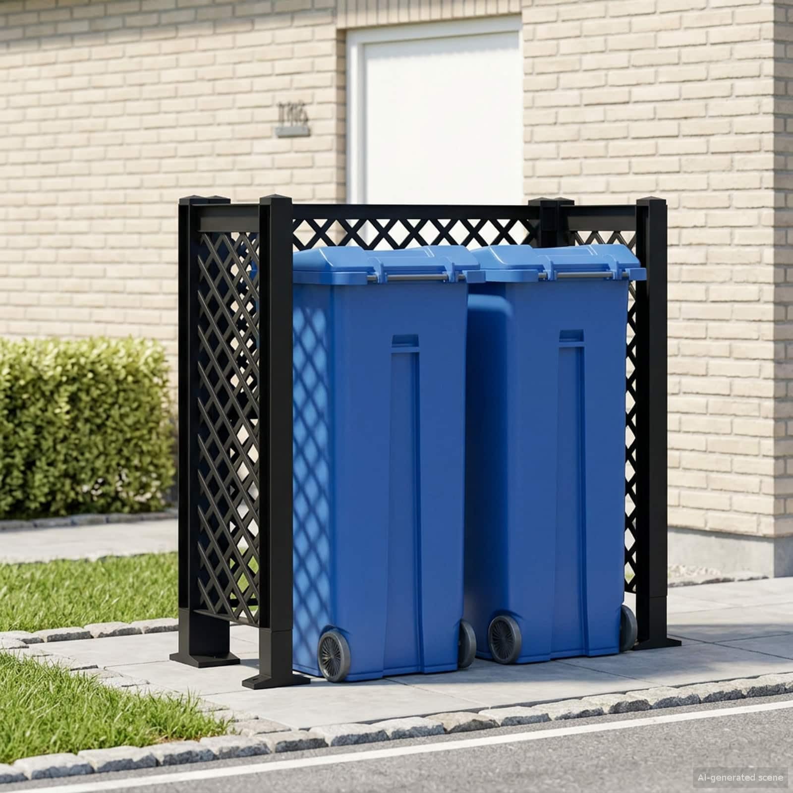 Pojemnik na śmieci z polipropylenu, antracyt, 123 x 47 x 114 cm – ochrona przed wzrokiem do ogrodu i na taras