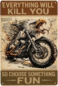 Funny Biker Metal Tin Sign - Vintage Motorcycle Garage Wall Decor Man Cave Motorcycle Decor Bar Gift 12x8 Inches