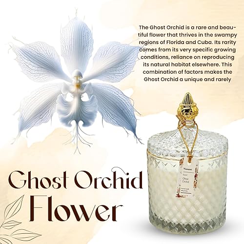 Miniatura 2 de Regalo de vela perfumada de lujo  Fragancia de orquídea fantasma de flores raras en elegante tarro de cristal, regalo de Navidad, velas decorativas