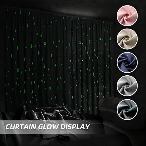 Miniatura 2 de TMLTCOR Blackout Curtains for Bedroom,Pink Curtains 84 inches Long,Bedroom Curtains for Living Room,Glow in The Dark Kids Curtains for Kids