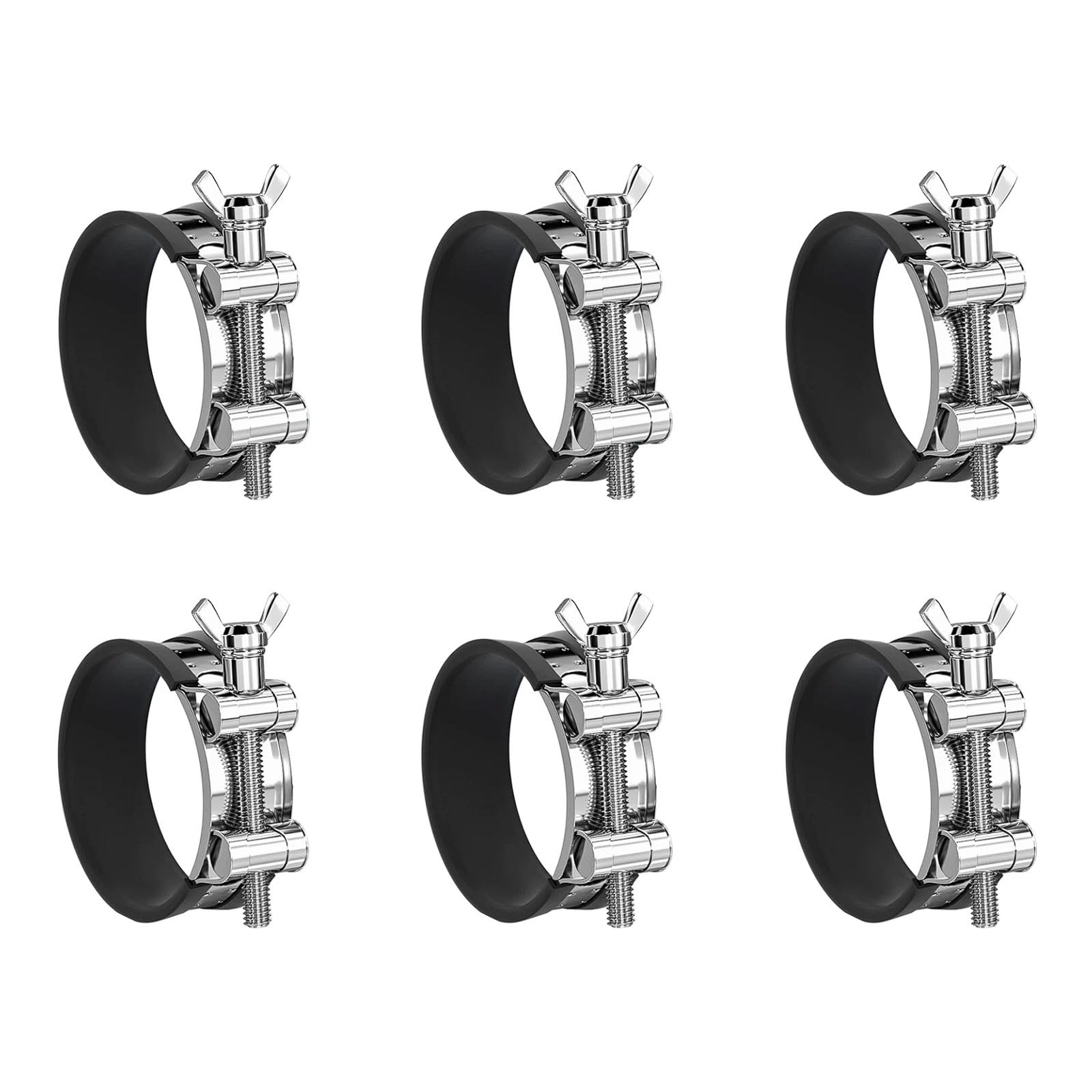Esmen One Color 6-Pack 304 Stainless Steel Hand-Tightening Heavy-Duty Butterfly Clamp, Thickened Pipe, Hose For Water, Gas Pipes(1'')