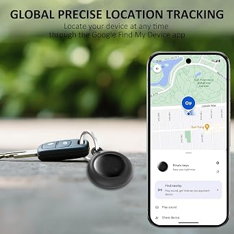 Bluetooth Tracker for Android, Android Airtag Compatible with Google Find My Device App, Replaceable Battery Item Finder, Tracker Tag for Keys, Suitcase, Backpack, Wallet, Luggage (for Keys)