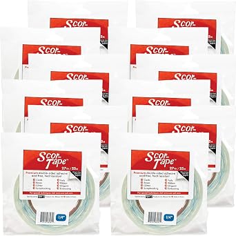 Scor-Pal Products Scor-Tape .25"X27yds 12/Pkg, 27 Yards 12 Pack