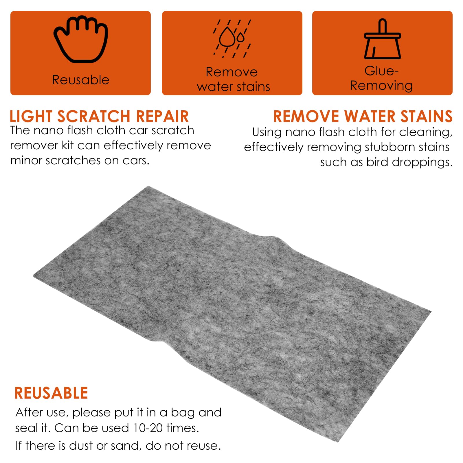 MABCIRY 12 PCS Nano Sparkle Cloth for Car Scratches, Nano Sparkle Cleaning Cloth, Advanced Nano Car Scratch Remover Easily Repair Scratches, Reusable Nanosparkle Cloth for Car Scratches Swirls Paint