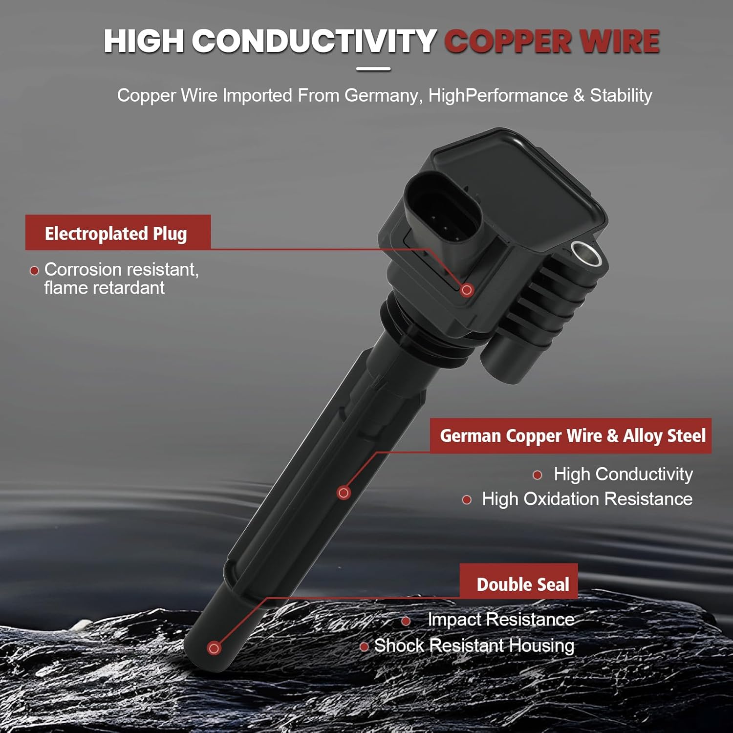 UF673 Ignition Coil Pack and Iridium-Platinum Spark Plugs Set of 4 Compatible with Fiat 500 2012-2017,For Dodge Dart 2013-2016,Replace# C1828, 68081914AC, 68081914AB