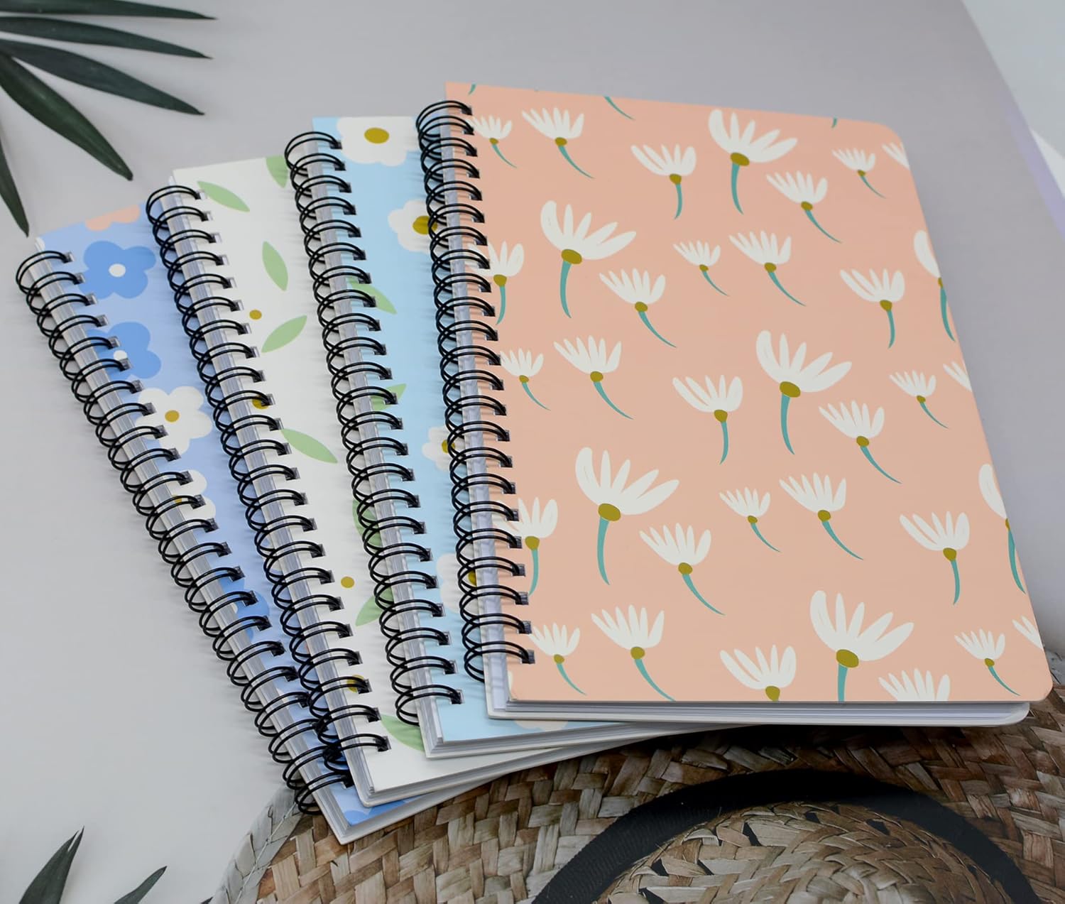 Yansanido 4 Pcs A5 Spiral Notebook, Thick Daisy Design Hardcover 8mm Ruled 4 Color 80 Sheets (160 Pages) Journals for Study and Notes (4) - Image 6