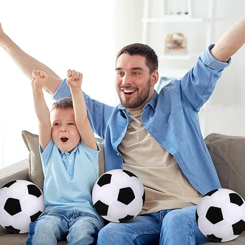 Miniatura 7 de Chivao 12 piezas de fútbol de peluche para niños y niñas, juguete de peluche suave, almohada de fútbol esponjosa, decoración de fiesta de fútbol