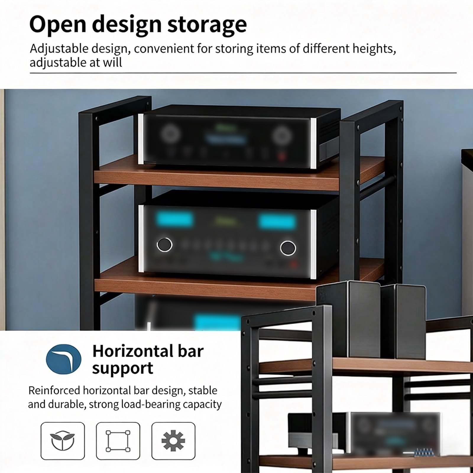 Rack audio video,Mensola AV HiFi regolabile a 5 livelli, unità elettronica | Rack Audio In Acciaio Robusto con ruote universali Per Amplificatori, Ricevitori E Componenti Home Cinema