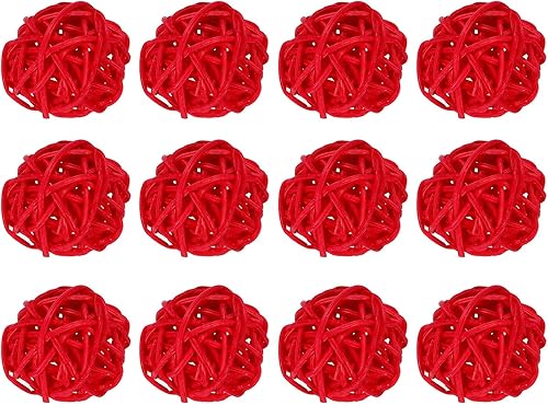 Miniatura 9 de MECCANIXITY 20 bolas decorativas de mimbre de ratán de 1.2 pulgadas para rellenos de jarrones, bodas, jardines, fiestas de pasillo, color gris