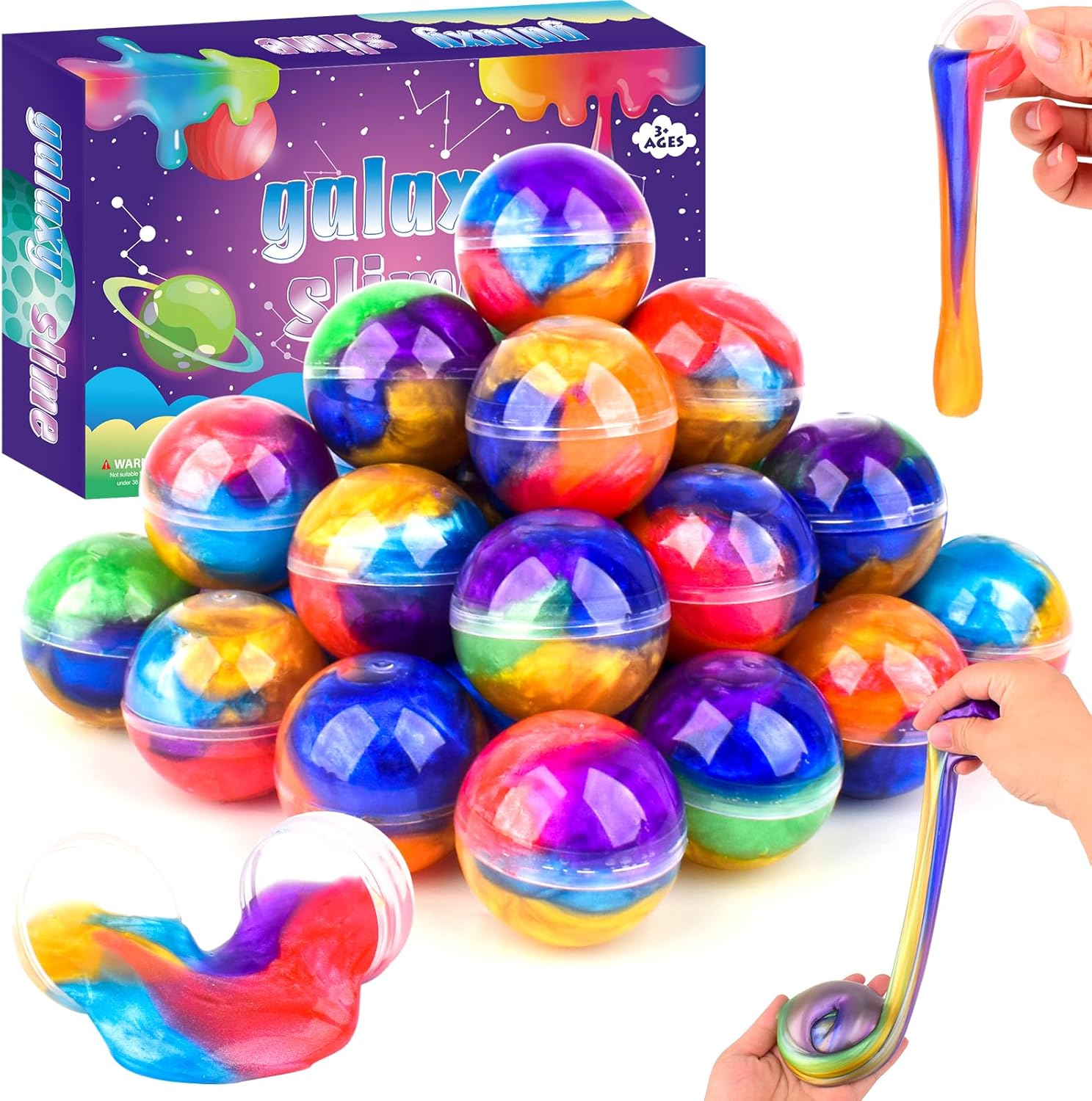 36 Pack Galaxy Slime Party Favors, Non-Sticky, Stress Relief Treasure Box Toys for Classroom Prizes, Easter Basket Stuffers Student Gifts Goodie Bags Egg Fillers for Kids Boys Girls 4-8, 8-12