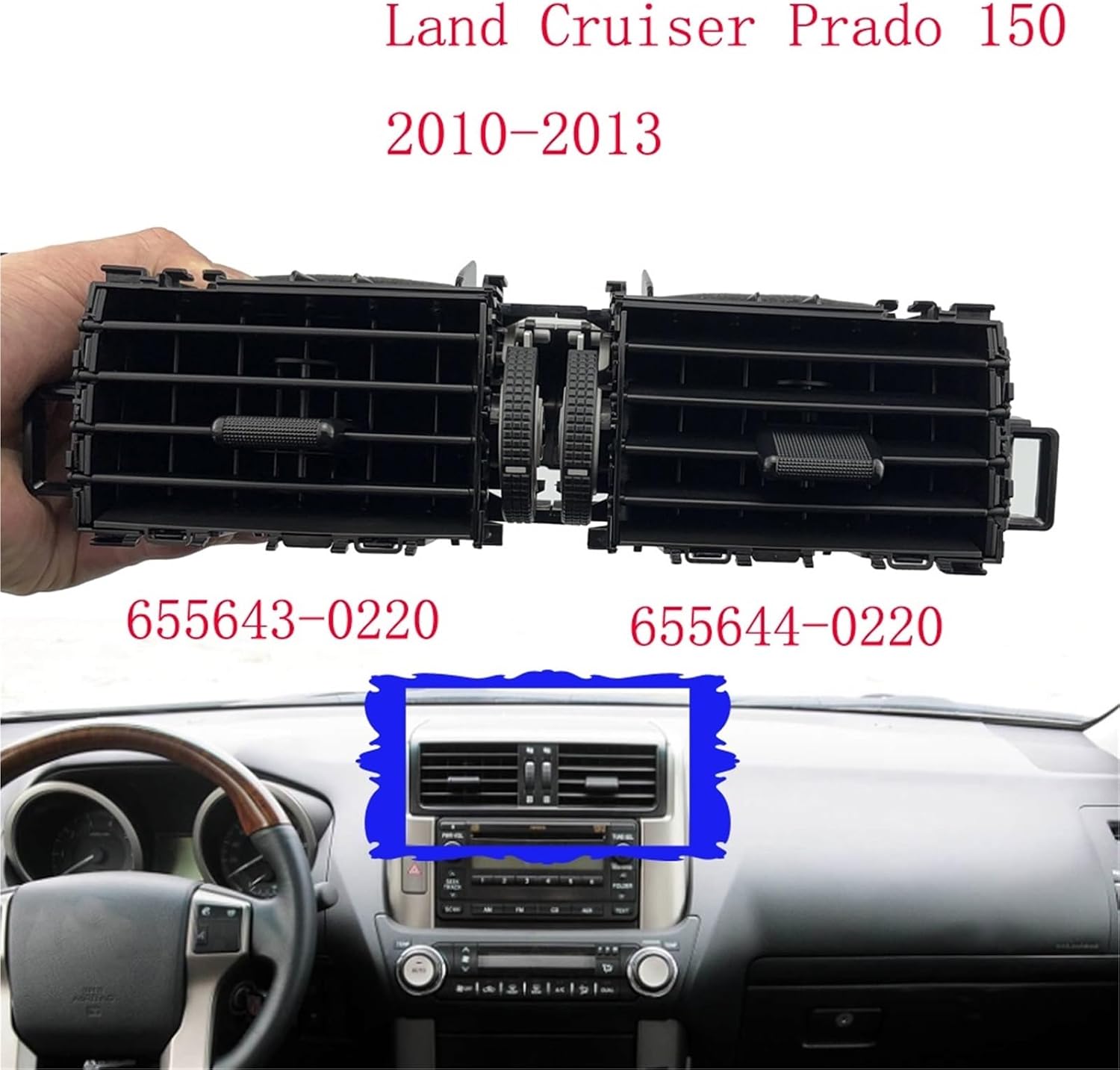 Arrival Compatible with Toyota Land Cruiser Prado 150 2010-2013 Car Interior Parts Air Condition AC Center Vent Outlet