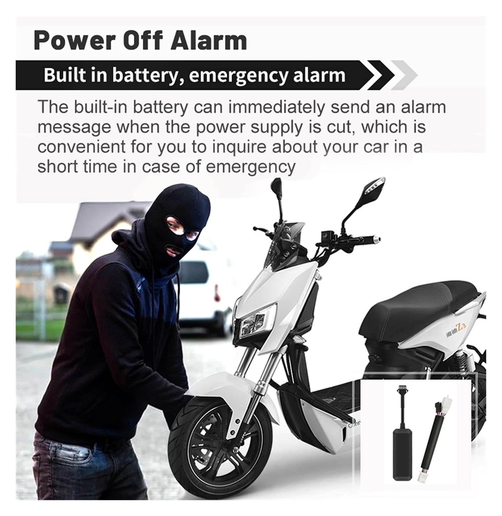 GPS Indication Motocicletta elettrica. GPS Tracker Inizia la Posizione di Arresto SMS Allarme Spegnimento remoto off off Traccia Il Dispositivo antifurto Dispositivo antifurto Gratuito App.