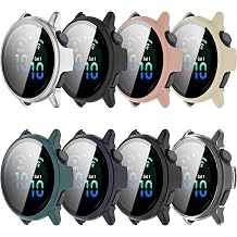 Compatible with Garmin Vivoactive 6 Watch Case Cover, 8-Pack PC Protective Case Full Cover Built-in HD Tempered Glass Screen Protector for Vivoactive6 Accessories