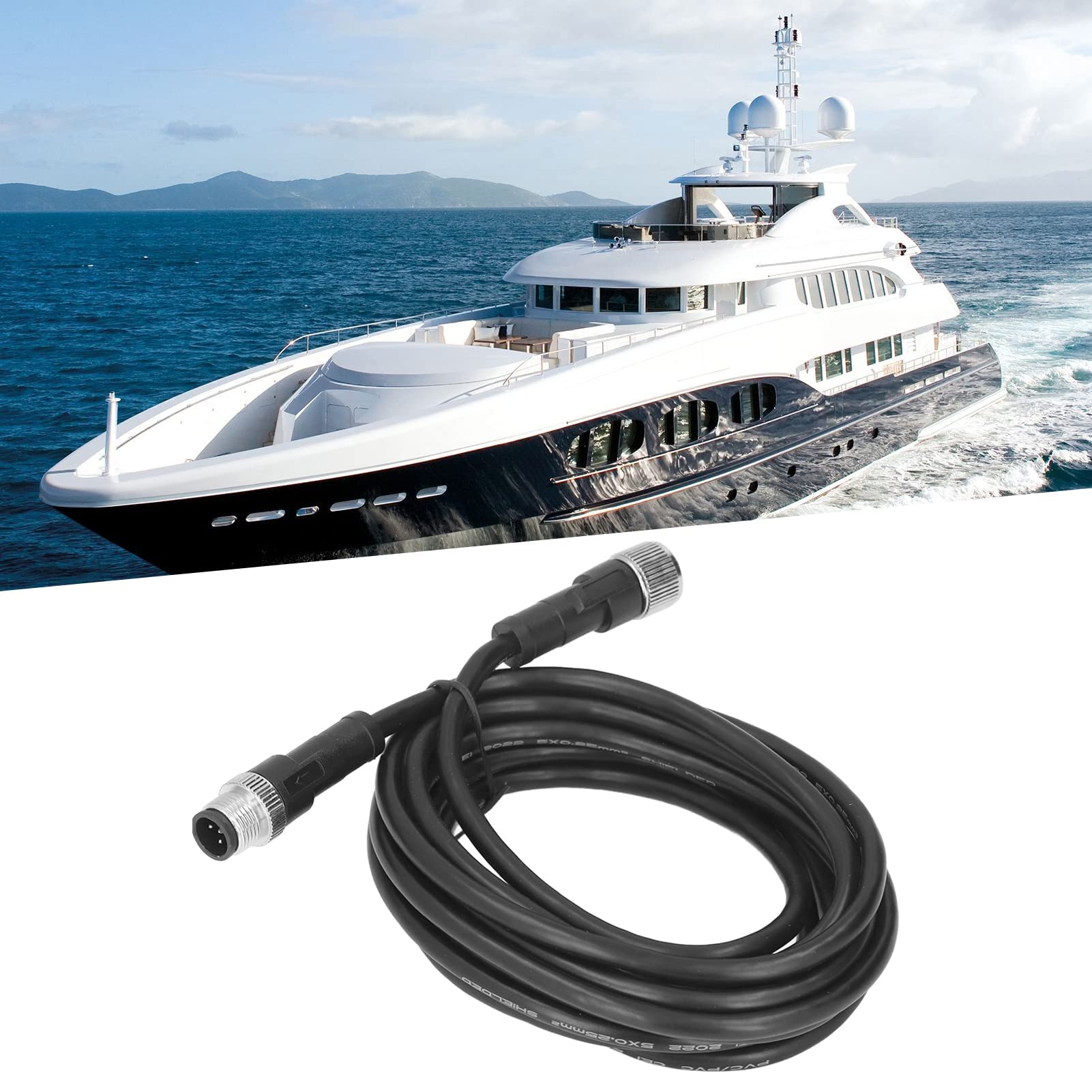 NMEA 2000 Backbone-Drop-Kabel für Boote, EVGATSAUTO Schwarzes ABS-Kabel Ersatz (4 Meter)
