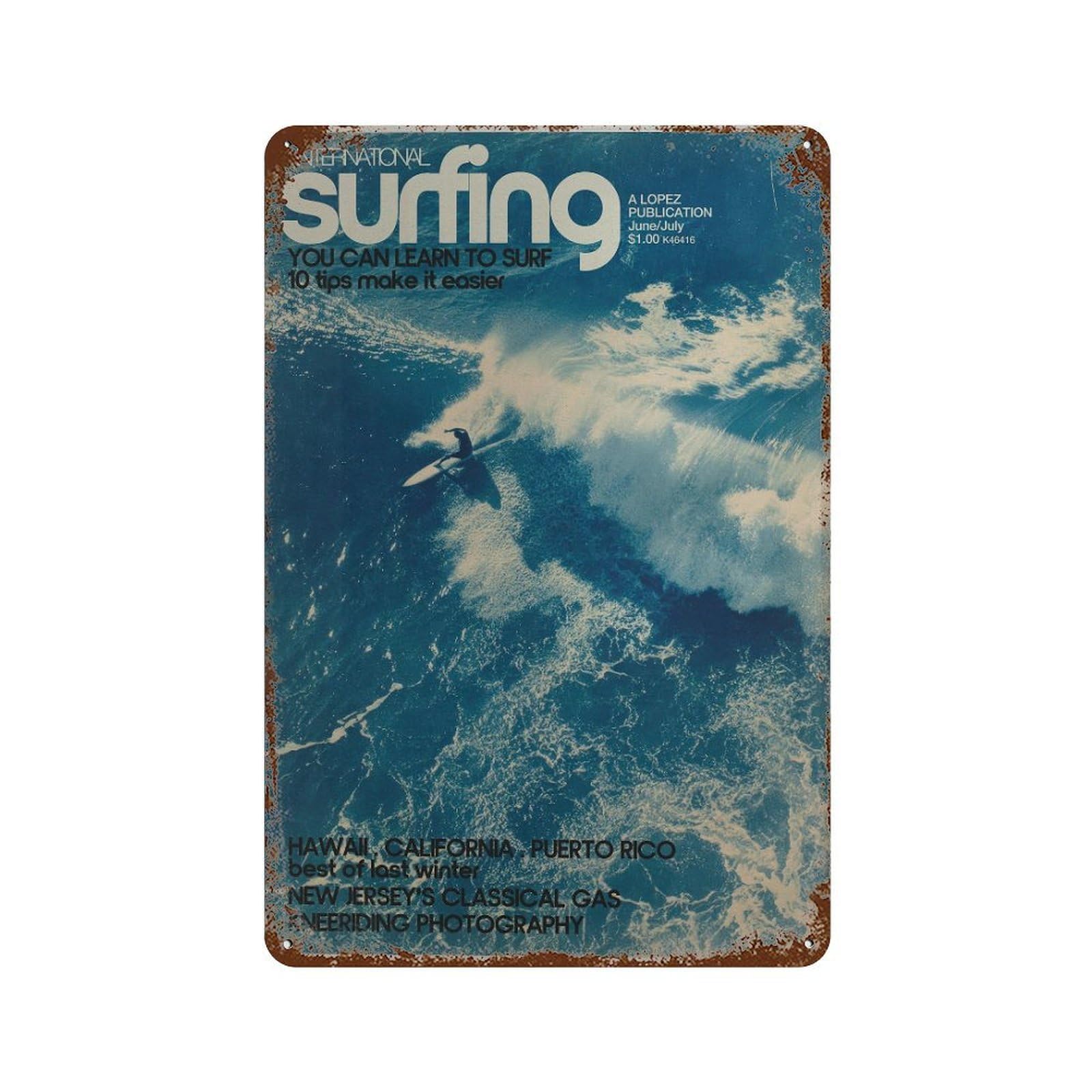 xiaoxiaoshen Surfing. Coastal Retro Surf Wall Decor Art Metal Tin Poster Modern Home Decor Art Home Bar Shop Decorations Vintage Sign 30x20cm