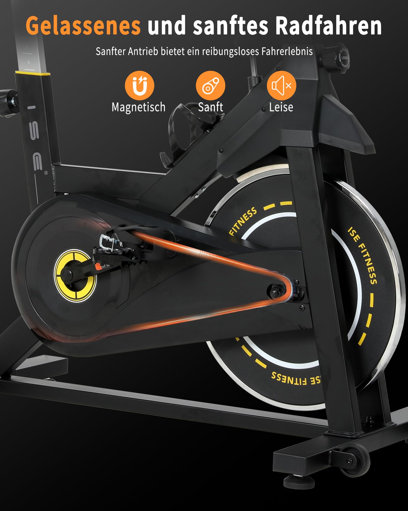 ISE Heimtrainer Fahrrad mit LCD Display & Herzfrequenzmonitor für Zuhause, Ergometer Fahrrad Indoor Bike Fitnessbike Heimtrainer mit Halterung und Einstellbarer Widerstand