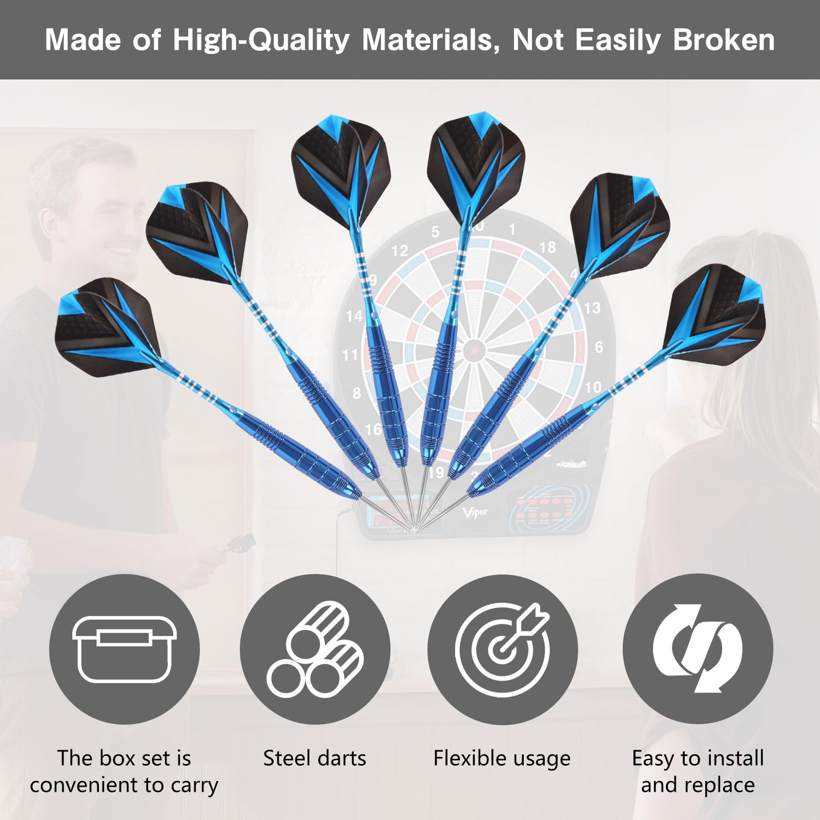 Dartpfeile Set Mit Metallspitze 22 Gramm – 3 Steeldarts Inkl. Aluminiumschaft & Flightschoner