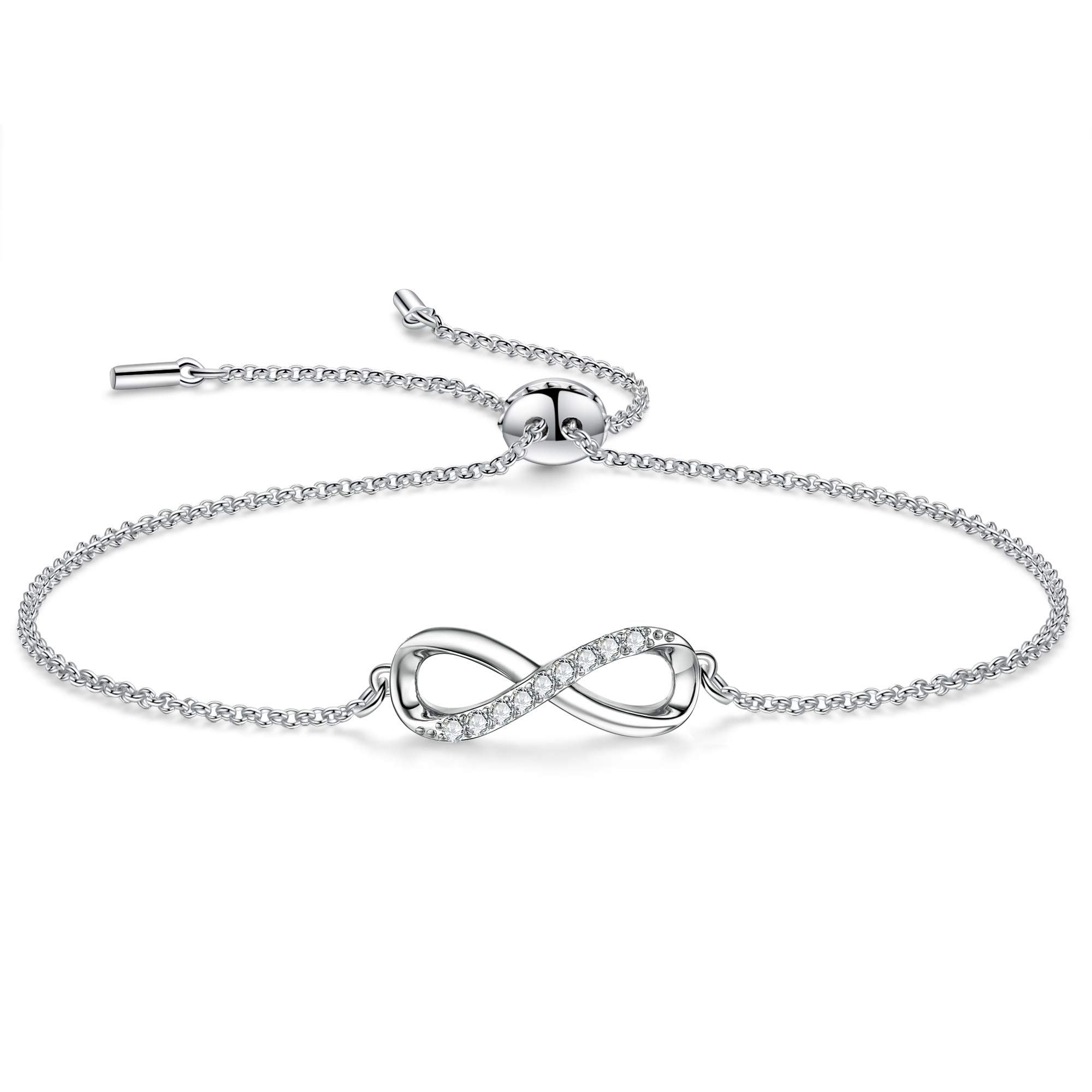 F.ZENI Women Bracelet 925 Sterling Silver Adjustable Infinity Bracelets, Anniversary Birthday Jewellery Gifts